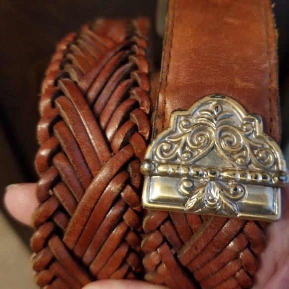Fossil Braided Brown Leather Belt, Size Large - Picture 2 of 10